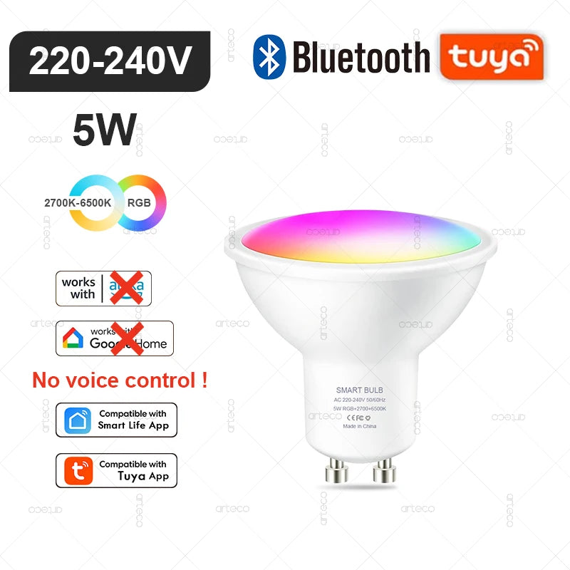 Tuya E27 E14 GU10 Bulb WIFI Zigbee Bluetooth,Dimmable Smart LED Lamp 2700-6500K RGB,LED Light Bulb Work With Alexa Amazon Google