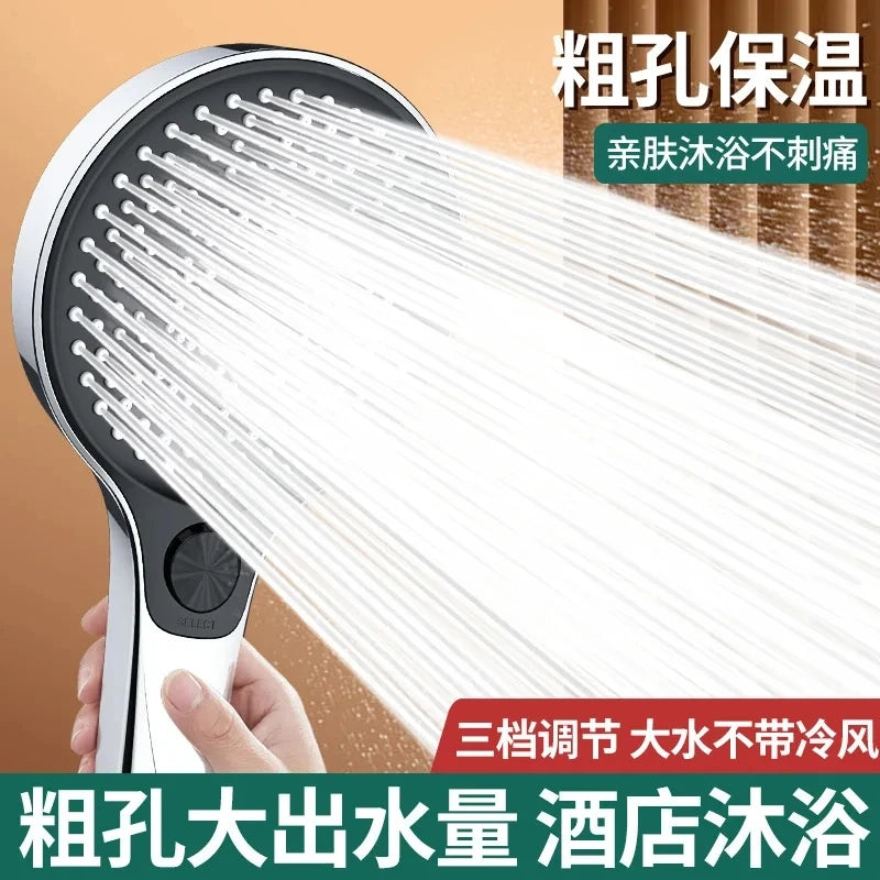 13.5cm Big Panel Large Flow Shower Head 3 Modes High Pressure Water Saving Spray Nozzle Adjustable Shower Bathroom Accessories