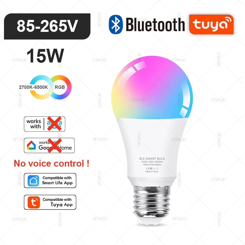 Tuya E27 E14 GU10 Bulb WIFI Zigbee Bluetooth,Dimmable Smart LED Lamp 2700-6500K RGB,LED Light Bulb Work With Alexa Amazon Google