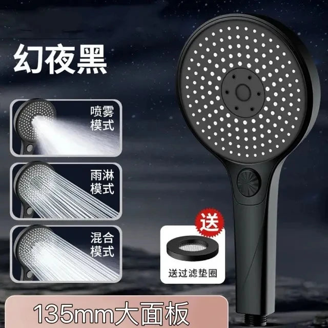 13.5cm Big Panel Large Flow Shower Head 3 Modes High Pressure Water Saving Spray Nozzle Adjustable Shower Bathroom Accessories