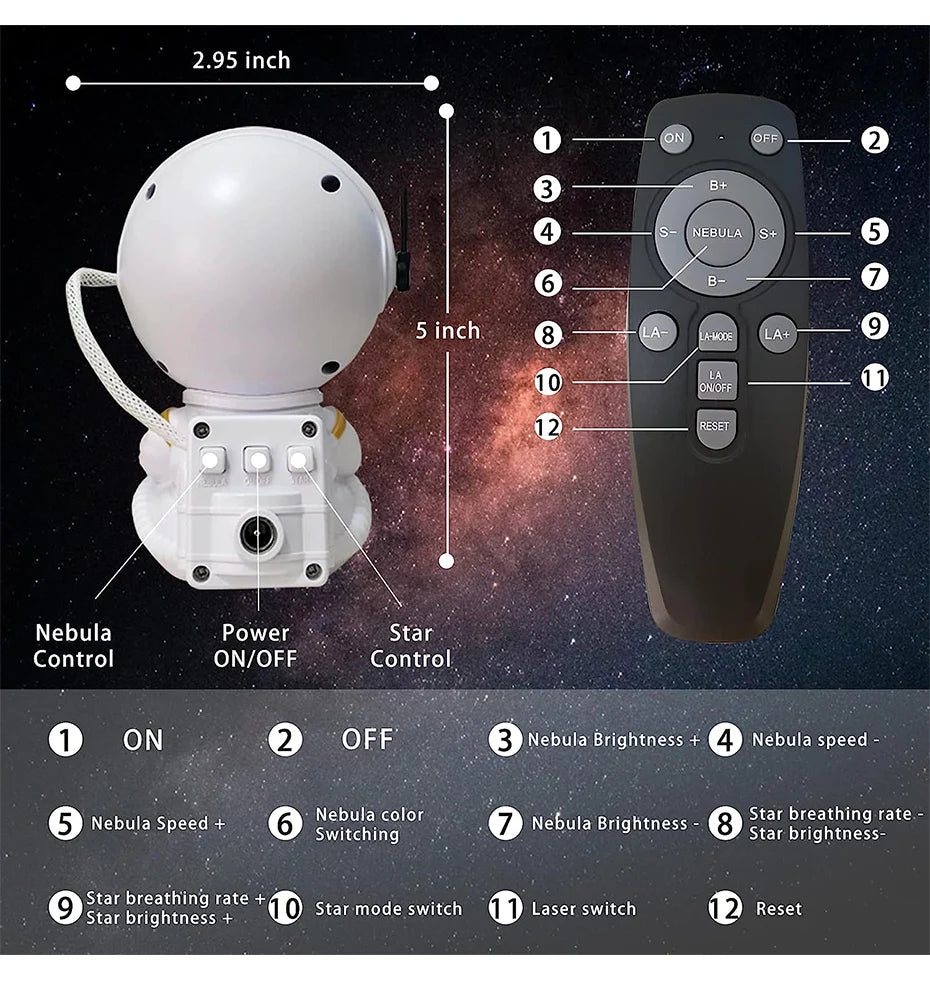 Galaxy Star Astronaut Projector Light Starry Sky Porjectors Lamp Decoration Bedroom Room Nebula LED Night Light Child Adult Gift