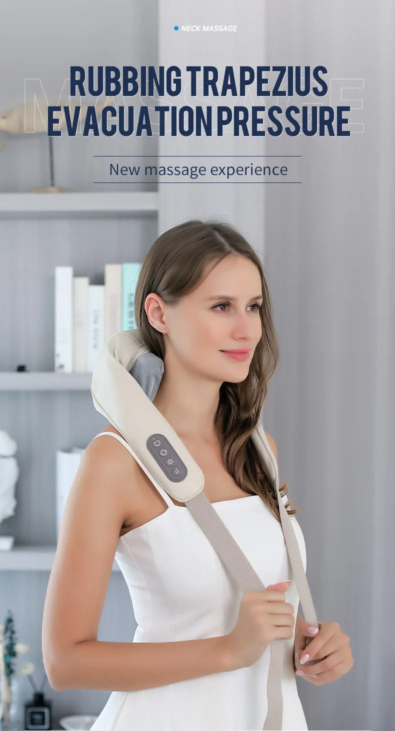 Foreverlily Wireless Neck And Back Massager Neck And Shoulder Kneading Massage Shawl Neck Cervical Relaxing Trapezius Massager