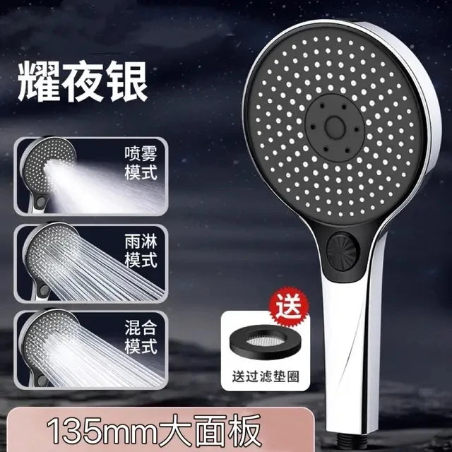 13.5cm Big Panel Large Flow Shower Head 3 Modes High Pressure Water Saving Spray Nozzle Adjustable Shower Bathroom Accessories